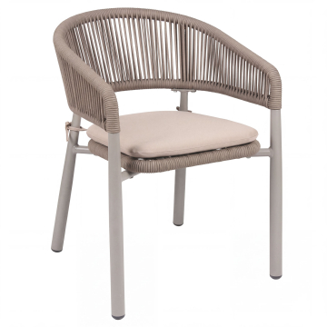 LISA | Bistro Terrassen Stuhl | + Sitzkissen | Taupe