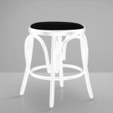 LOUIS | Tabouret de bar en bois moulé | Blanc | Cuir noir