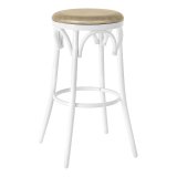 Louise | Tabouret de bar en bois massif | Bois | Beige | Cuir