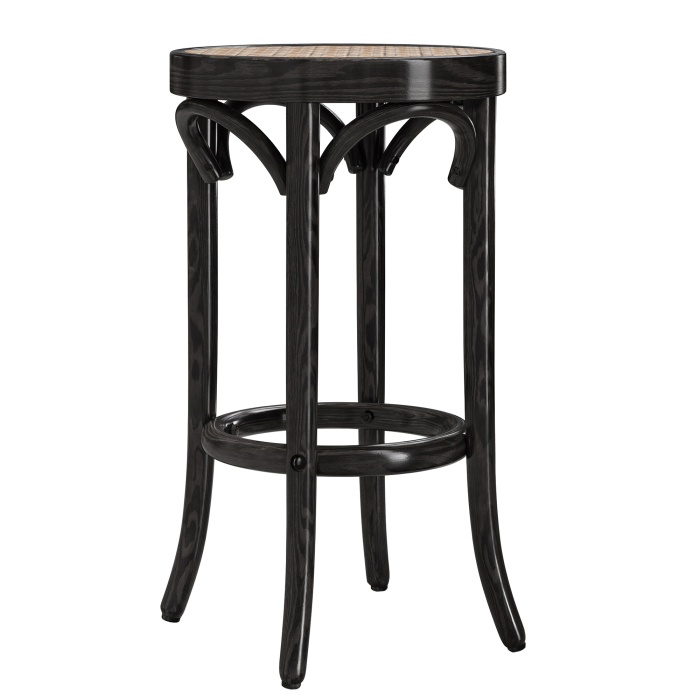 LOUIS | Bentwood bar stool | Wickerwork | Black