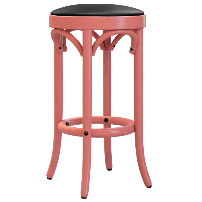 LOUIS | Bentwood Bar Stool | Wood / Leather | Pink