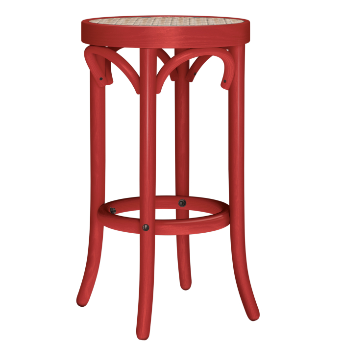 LOUIS | Bugholz Barstol | Rattanflet | Röd