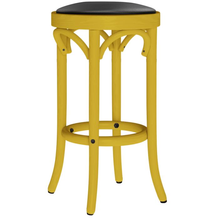 LOUIS | Bentwood Bar Stool | Wood / Leather | Yellow