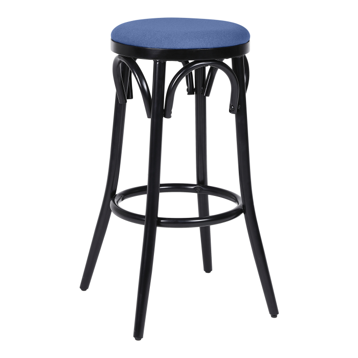 Louise | Bentwood Bar Stool | Wood | Blue | Velvet