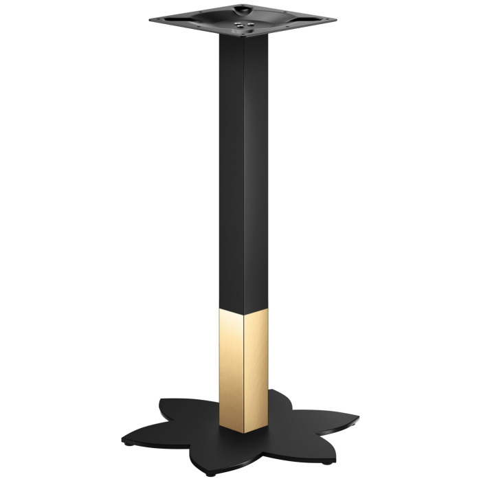 LOTUS | Piètement de table haute de style bistro | Or/Noir | Hauteur : 105 cm | Colonne : 6 x 6 cm | Base : Ø 50 cm