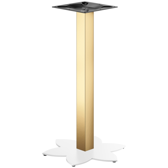 LOTUS | Piètement de table haute de style bistro | Or/Blanc | Hauteur : 105 cm | Colonne : 6 x 6 cm | Base : Ø 50 cm