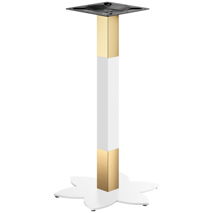 LOTUS | Piètement de table haute de style bistro | Or/Blanc | Hauteur : 105 cm | Colonne : 8 x 8 cm | Base : Ø 50 cm