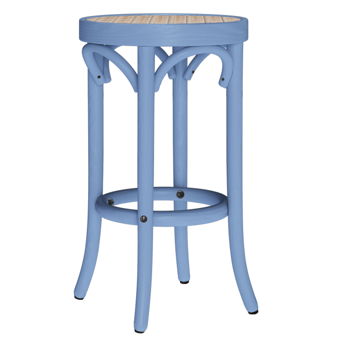 LOUIS | Bentwood Bar Stool | Rattan Weave | Blue