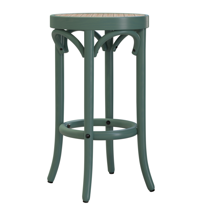 LOUIS | Bugholz Barhocker | Rattan Geflecht | Grün