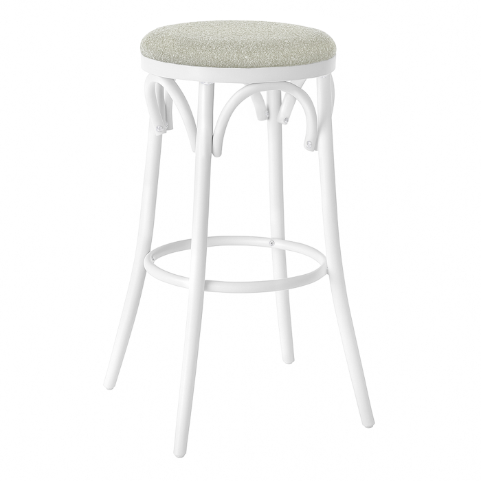Louise | Tabouret de bar en bois massif | Bois | Beige | Tissu peluche