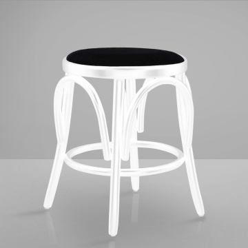 LOUIS | Bentwood Stool | White | Black leather