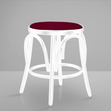 LOUIS | Bentwood Stool | White | Leather Bordeaux