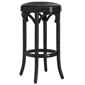 LOUIS | Bugholz Barhocker | Holz / Leder | Schwarz