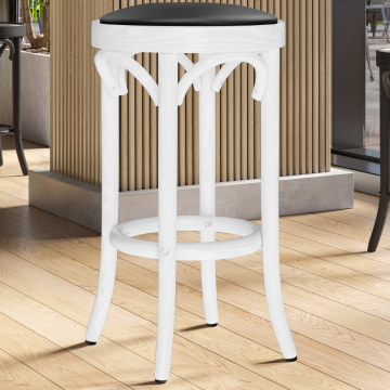 LOUIS | Bugholz Barhocker | Holz / Leder | Weiß