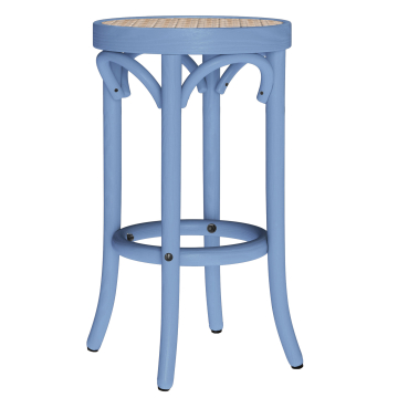LOUIS | Bugholz Barhocker | Rattan Geflecht | Blau