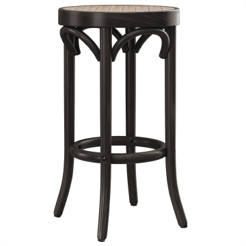 LOUIS | Sgabello bar in legno curvato | Intreccio in rattan | Mogano
