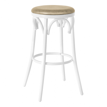 Louise | Bugholz Barstool | Tre | Beige | Skinn