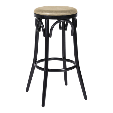 Louise | Tabouret de bar en bois cintré | Bois | Beige | Cuir