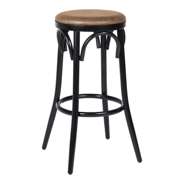 Louise | Tabouret de bar en bois courbé | Bois | Brun | Cuir