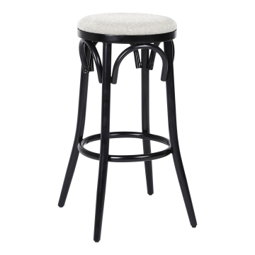 Louise | Tabouret de bar en bois courbé | Bois | Crème | Tissu en peluche