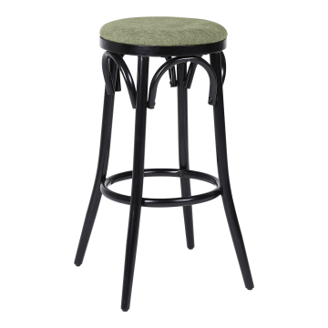 Louise | Tabouret de bar en bois courbé | Bois | Vert | Tissu/Textile