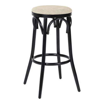 Louise | Tabouret de bar en contreplaqué | Bois | Taupe | Tissu/Textile