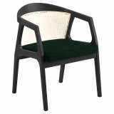 Nova | Bistro Wood Chair | Seat Velvet | Rattan | Green