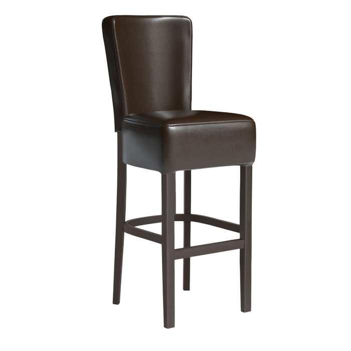 LUCA FULL | Gastro Barhocker | Leder | Holz | Braun | mit Lehne