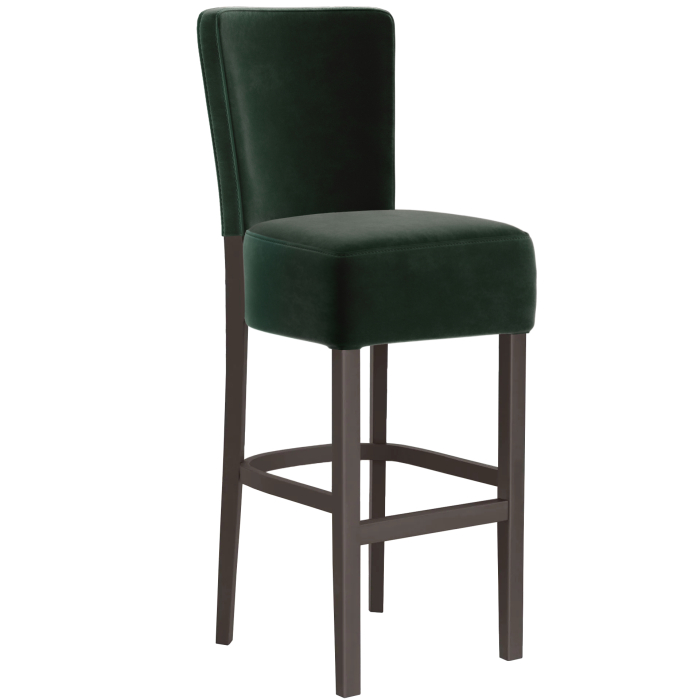 LUCA FULL | Tabouret de bar gastro | Velours | Bois | Vert