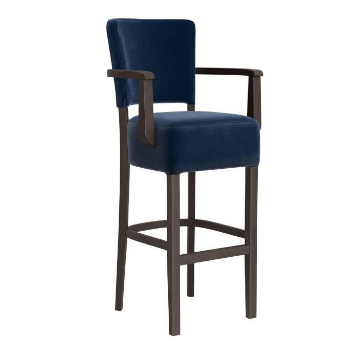 LUCA ARM | Bistro Barhocker | Samt | Blau