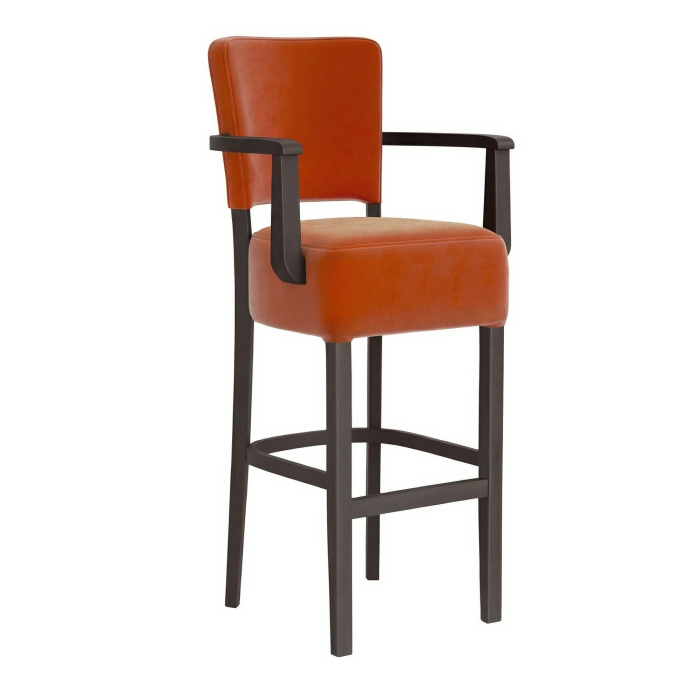 LUCA ARM | Bistro Barhocker | Samt | Orange