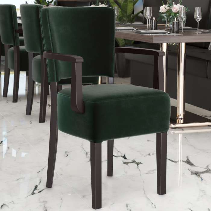 LUCA ARM | Bistro Samt Stol | Grønn