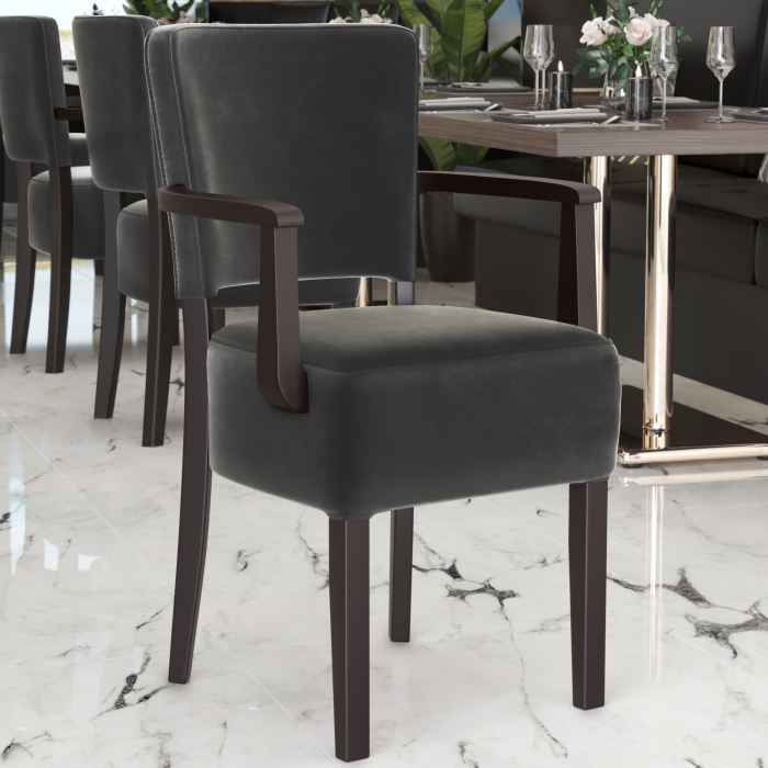 LUCA ARM | Bistro Samt Stol | Grå