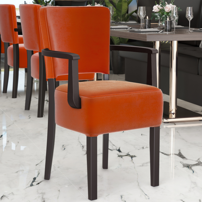 LUCA ARM | Bistro Samt Stol | Oransje LUCA ARM | Bistro Samt Stol | Oransje