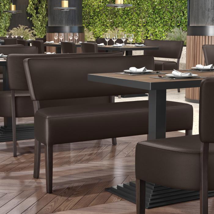 LUCA | Bistro Sittbänk | Mörkbrun | B:H 120 x 83 cm | Läder