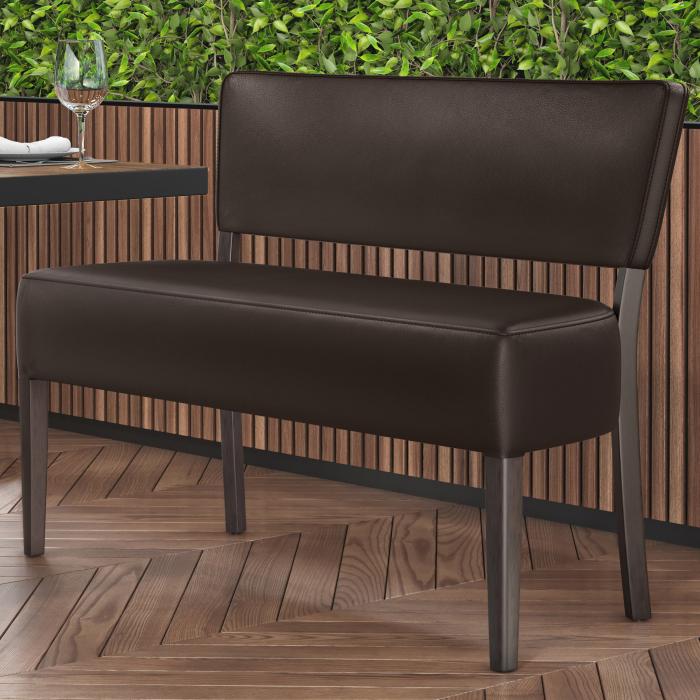 LUCA | Bistro Sittbänk | Mörkbrun | B:H 120 x 83 cm | Läder