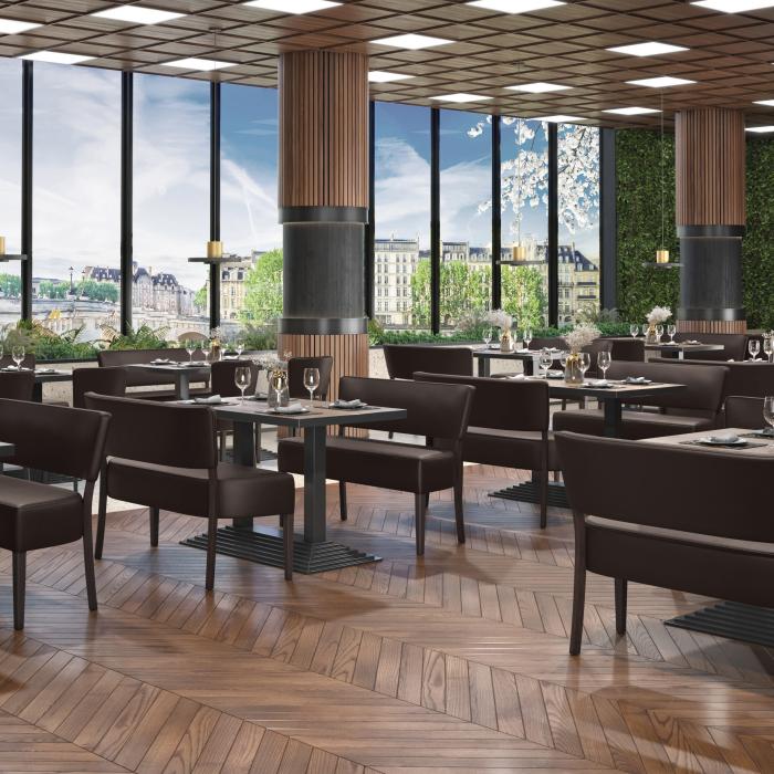 LUCA | Bistro Sittbänk | Mörkbrun | B:H 120 x 83 cm | Läder