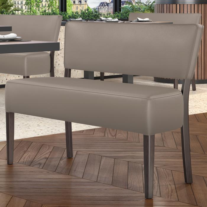 LUCA | Bistro Bänk | Taupe | B:H 120 x 83 cm | Läder
