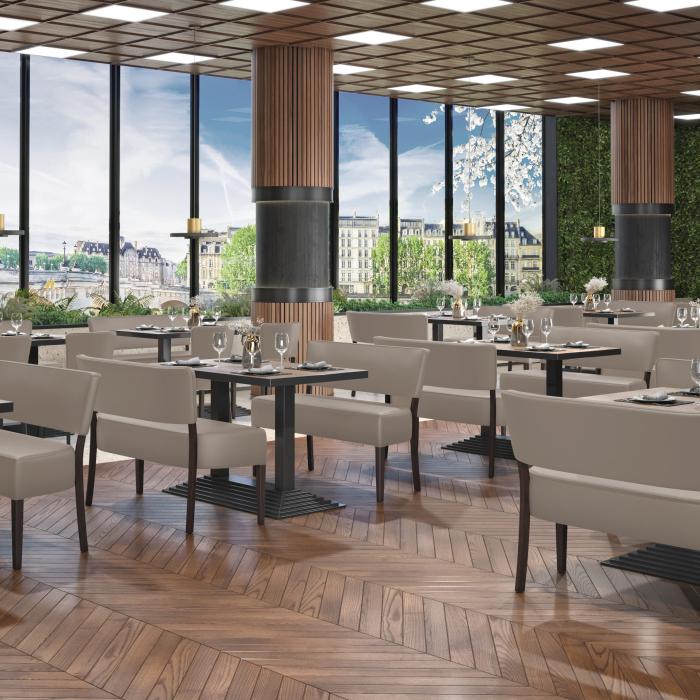 LUCA | Bistro Bänk | Taupe | B:H 120 x 83 cm | Läder