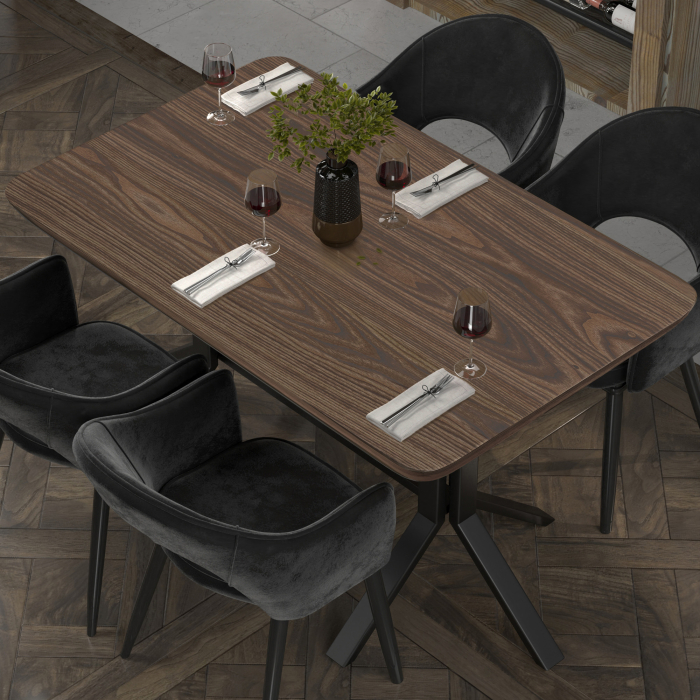 LUGANO | Bistro Tischplatte | Schweizer Kante | B:T 130 x 80 cm | Walnuß | Quadratisch