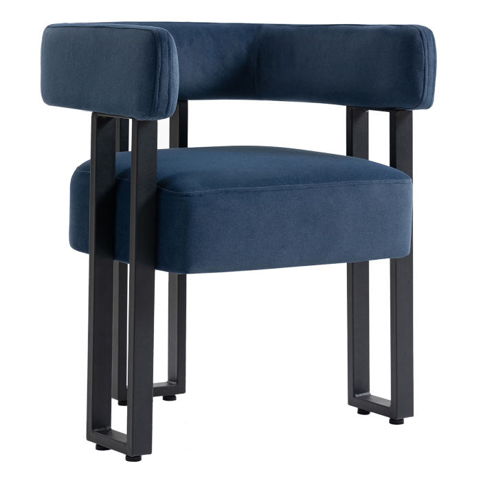 LUKE | Chaise de bistro | Velours | Bleu