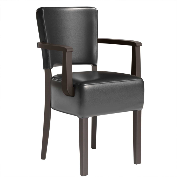 LUCA ARM | Silla de cuero para restaurante | Negro | Cuero