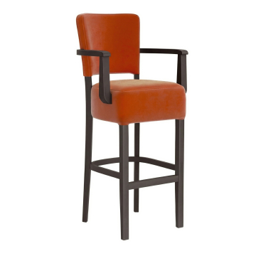 LUCA ARM | Bistro Barhocker | Samt | Orange