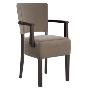 LUCA ARM | Bistro Samt Stoel | Taupe