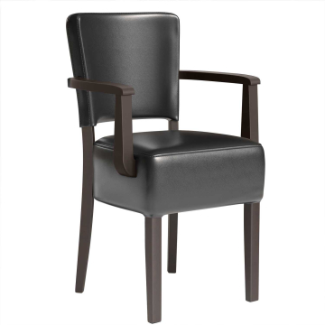 LUCA ARM | Restaurantstoel | Zwart | Leer