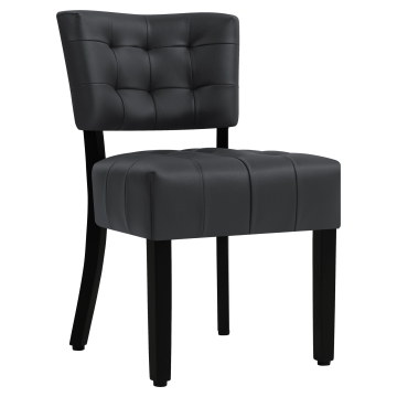 LUCA BIG | Chaise de bistrot | Bouton | Noir | Cuir