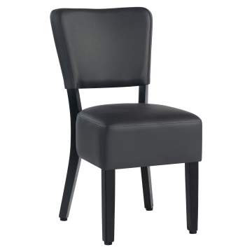 LUCA | Chaise de restaurant en cuir | Noir | Cuir