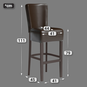 LUCA FULL | Barkruk Bekleed | Leer | Hout | Bruin | Met rugleuning