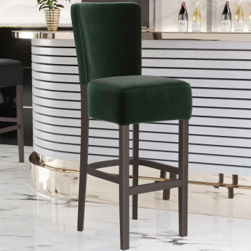 LUCA FULL | Gastro Barhocker | Samt | Holz | Grün