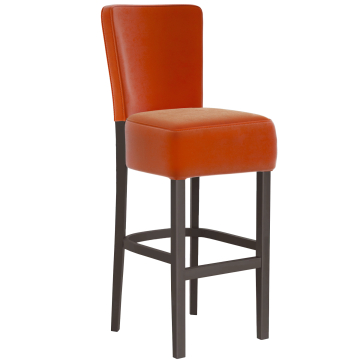LUCA FULL | Gastro Barhocker | Samt | Holz | Orange